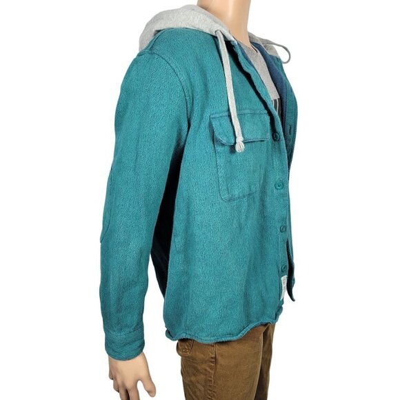 BDG Urban Outfitters Men's 100% Cotton Textured Button Jacket, Grey Hood Size S - Picture 5 of 12